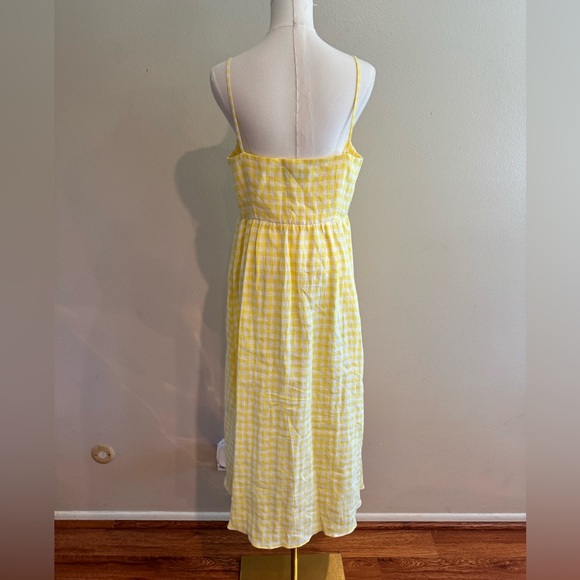 Mansur Gavriel Yellow Gingham Button-Front Dress *Made in Italy, 100% Linen* - Picture 3 of 8